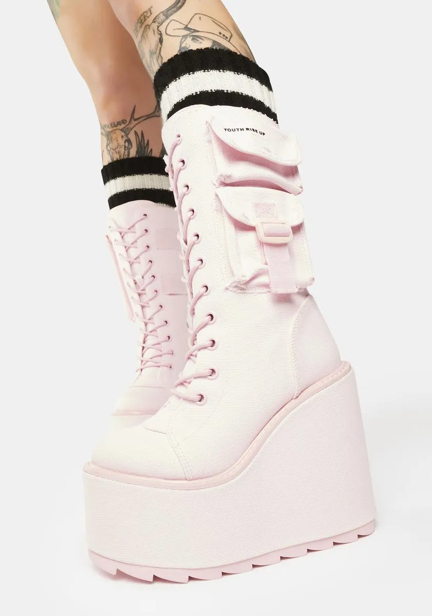 Pink Canvas Dune Desert Boots-
