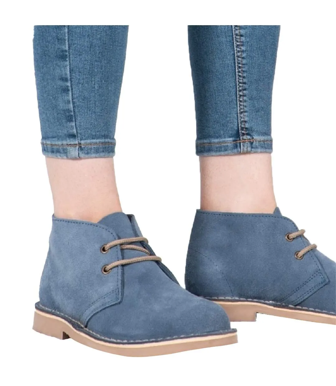 Roamers Womens/Ladies Real Suede Unlined Desert Boots (Denim Blue) - UTDF209