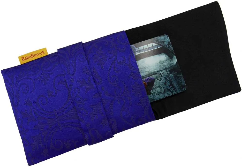 Royal Purple foldover pouch in English silk brocade. Standard size.