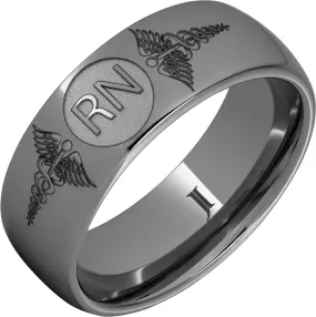 Rugged Tungsten Ring With Caduceus - Registered Nurse