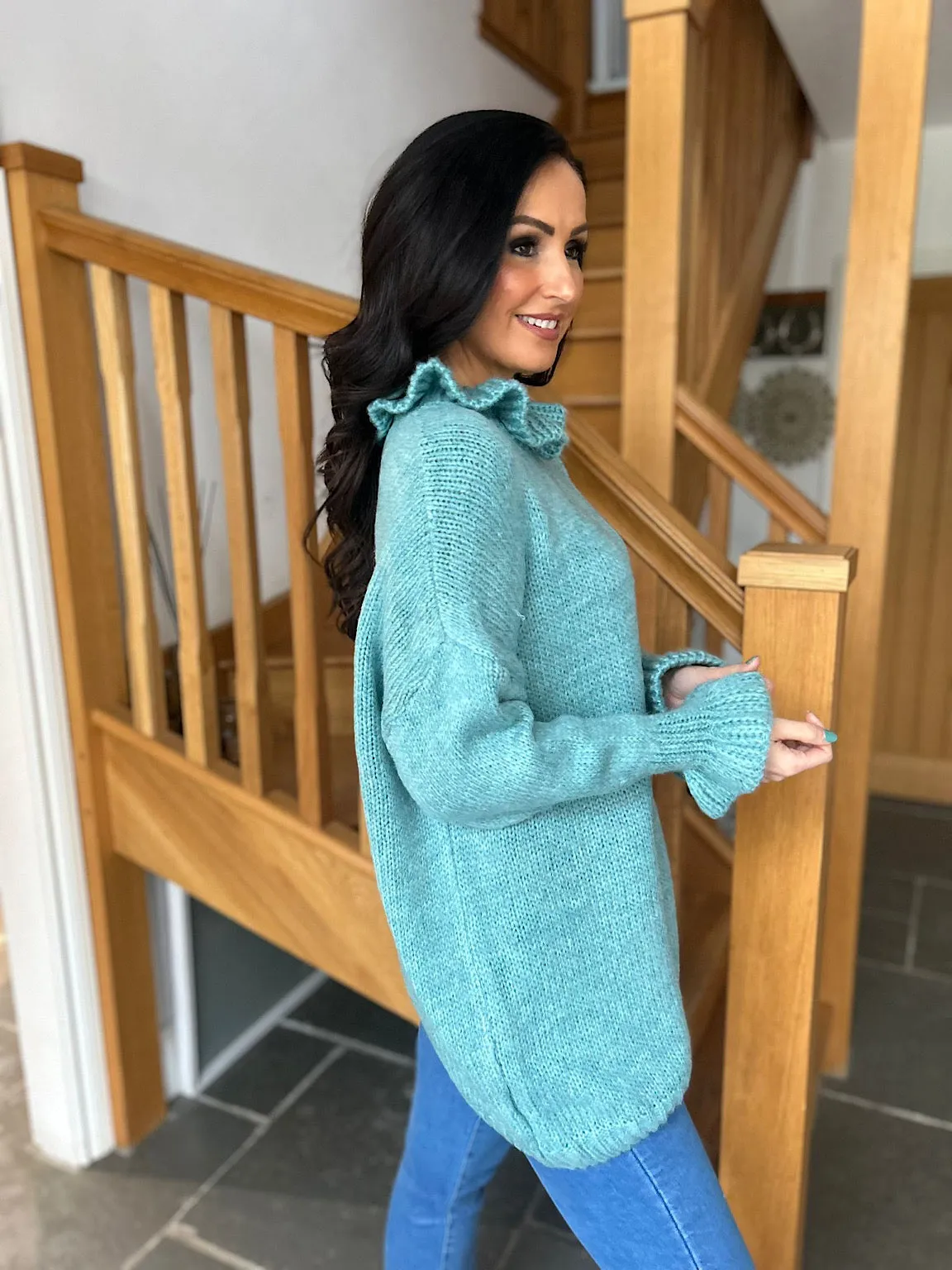 Sage Flute Neck Jumper Fiona