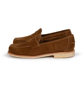 Sanders Edwin Reverse Suede Penny Loafer: Tobacco