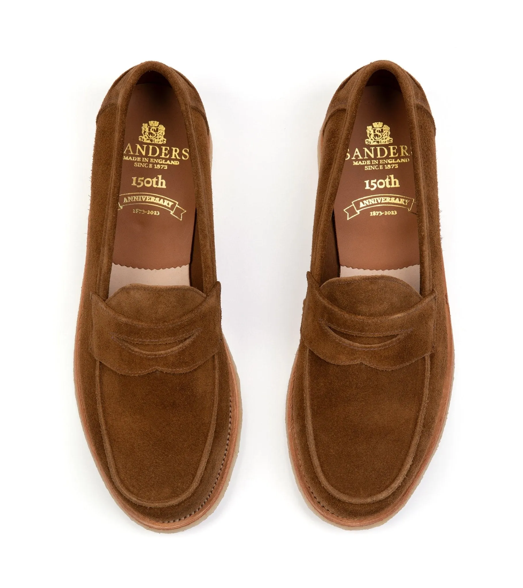 Sanders Edwin Reverse Suede Penny Loafer: Tobacco