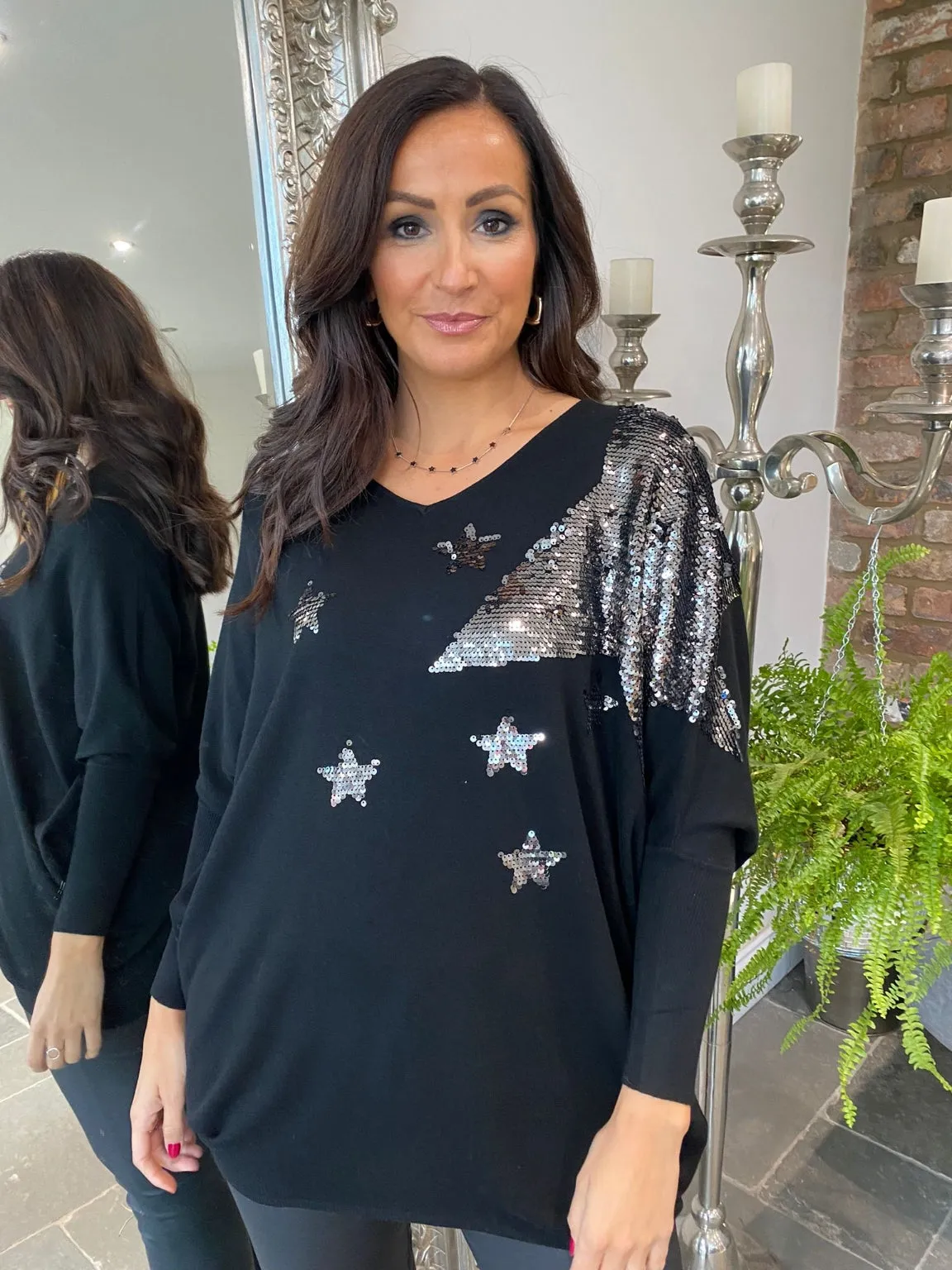 Sequin Star Fine Knit Jumper Nella