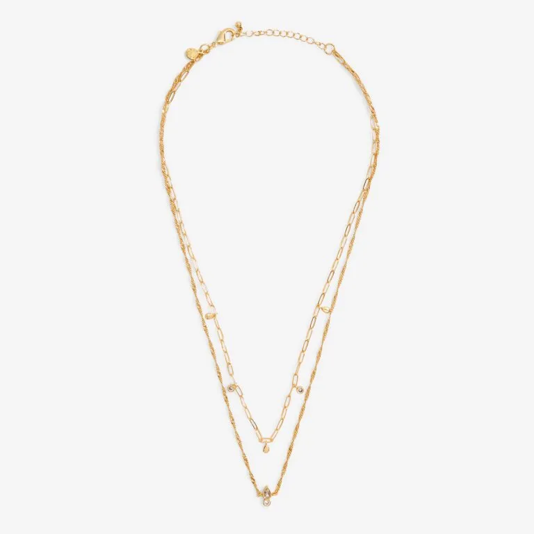 Stacks Of Style Organic Shape Necklace in Gold-Tone Plating