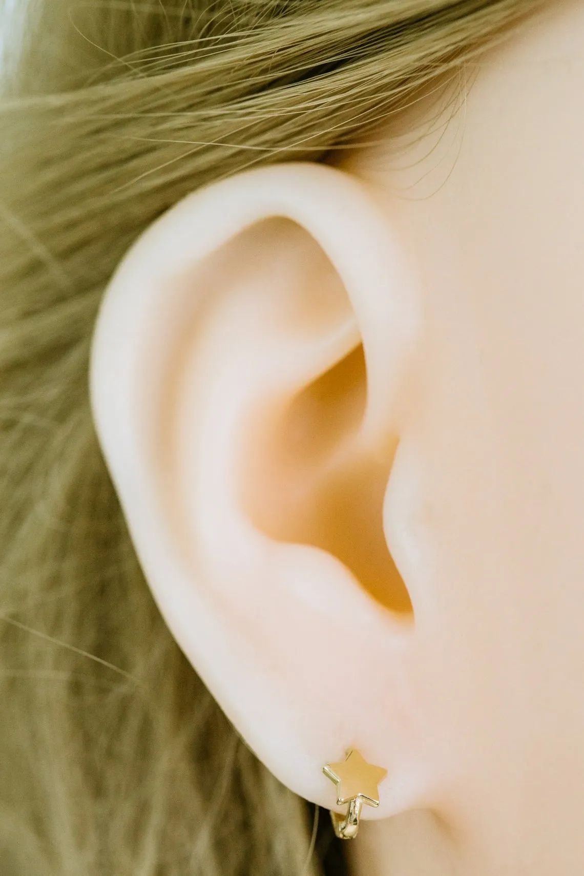 Star Tragus Cartilage Helix Hoop Ring Piercing Earring-14K Solid Gold Jewelry