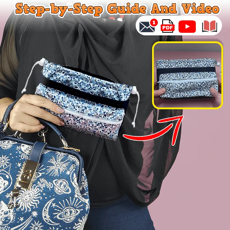 Stylish Multi Pocket Zipper Bag PDF Download Pattern (3 sizes included)