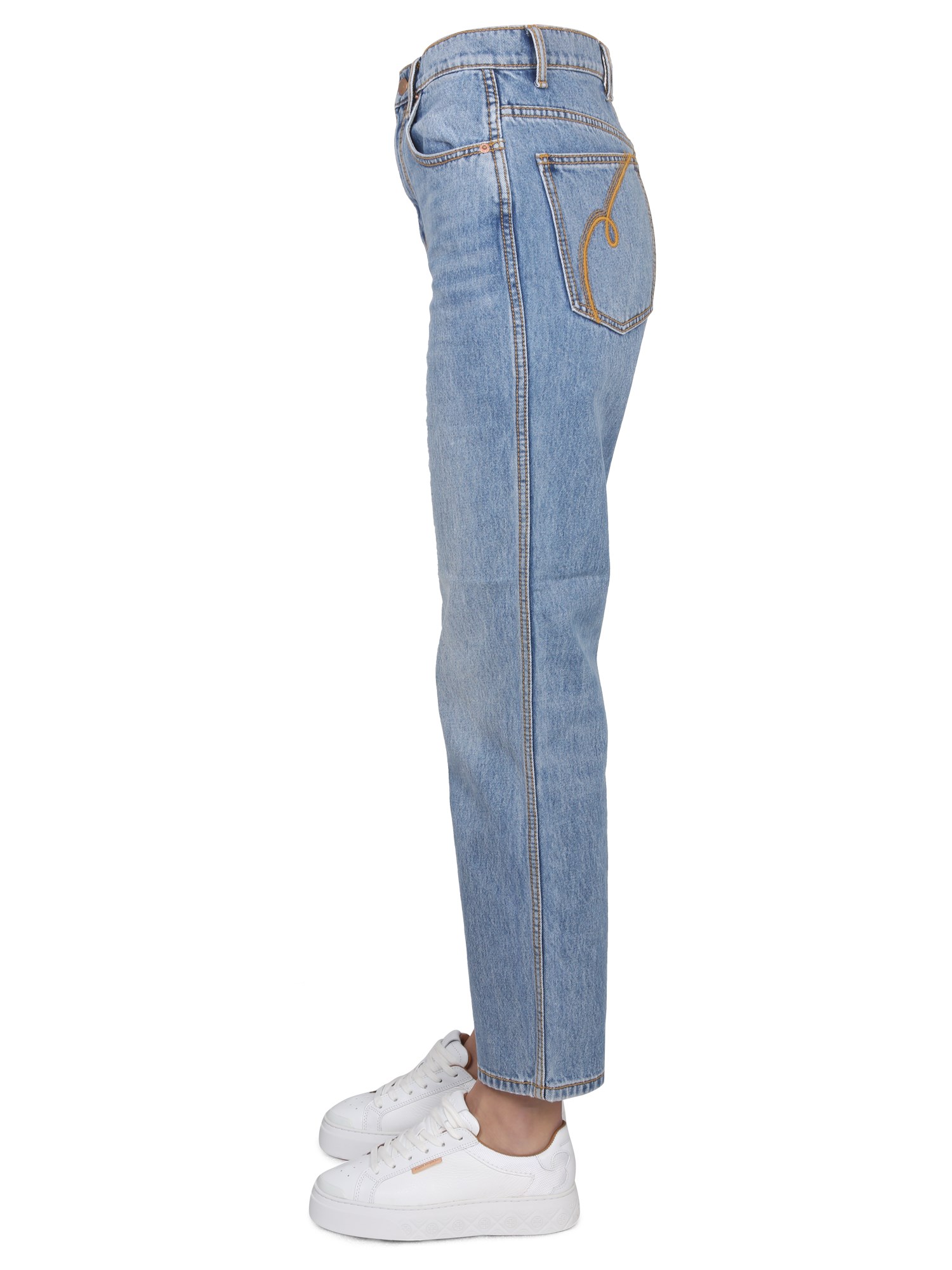 TORY BURCH    STRAIGHT LEG COTTON DENIM JEANS