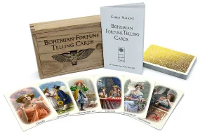 TRADITIONAL SMALLER SIZE. The Bohemian Fortune Telling Cards — with cold stamping and sliding wooden box