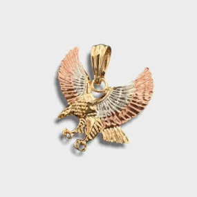 Tri-color eagle pendant in 18k of gold layering