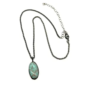 Turquoise Glitter & Gun Metal Layering Necklace - Medium