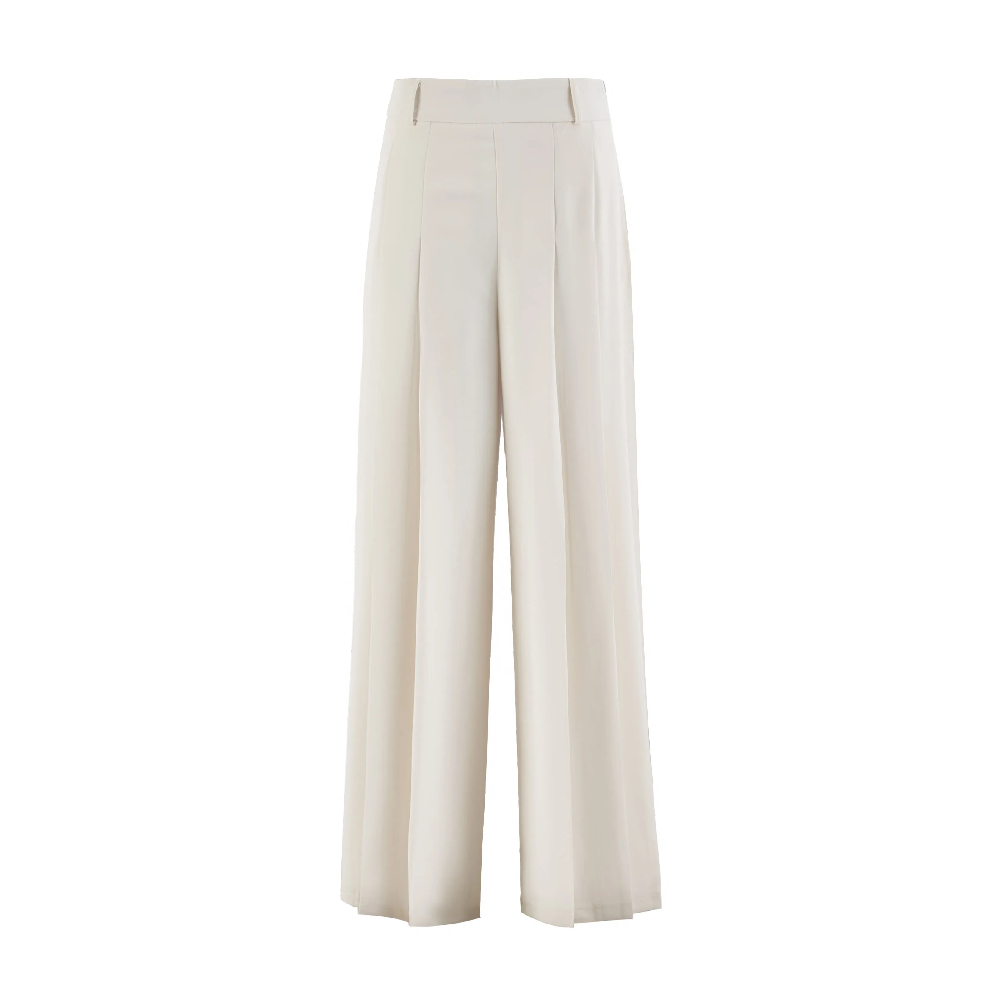 White wide leg pleated trousers