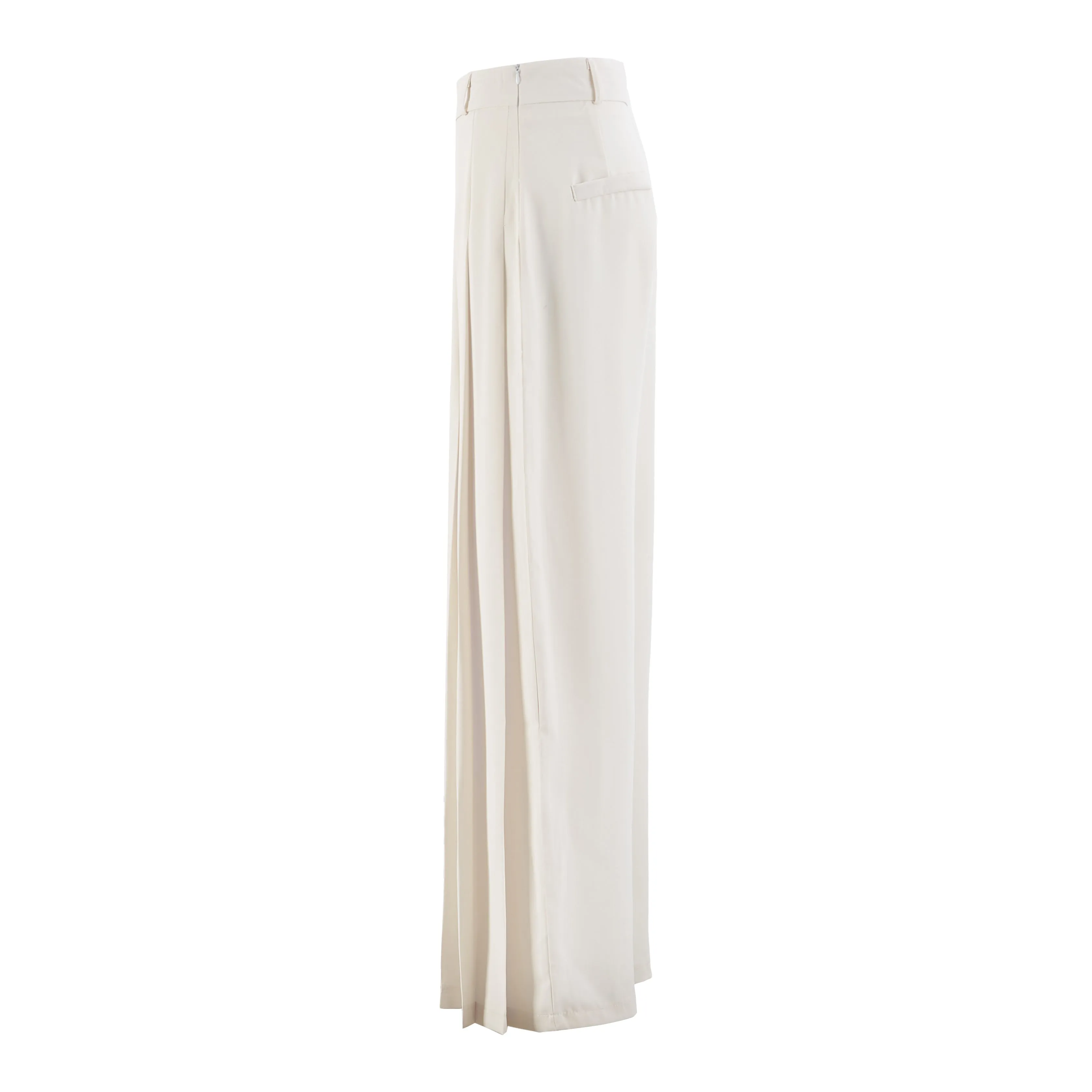 White wide leg pleated trousers