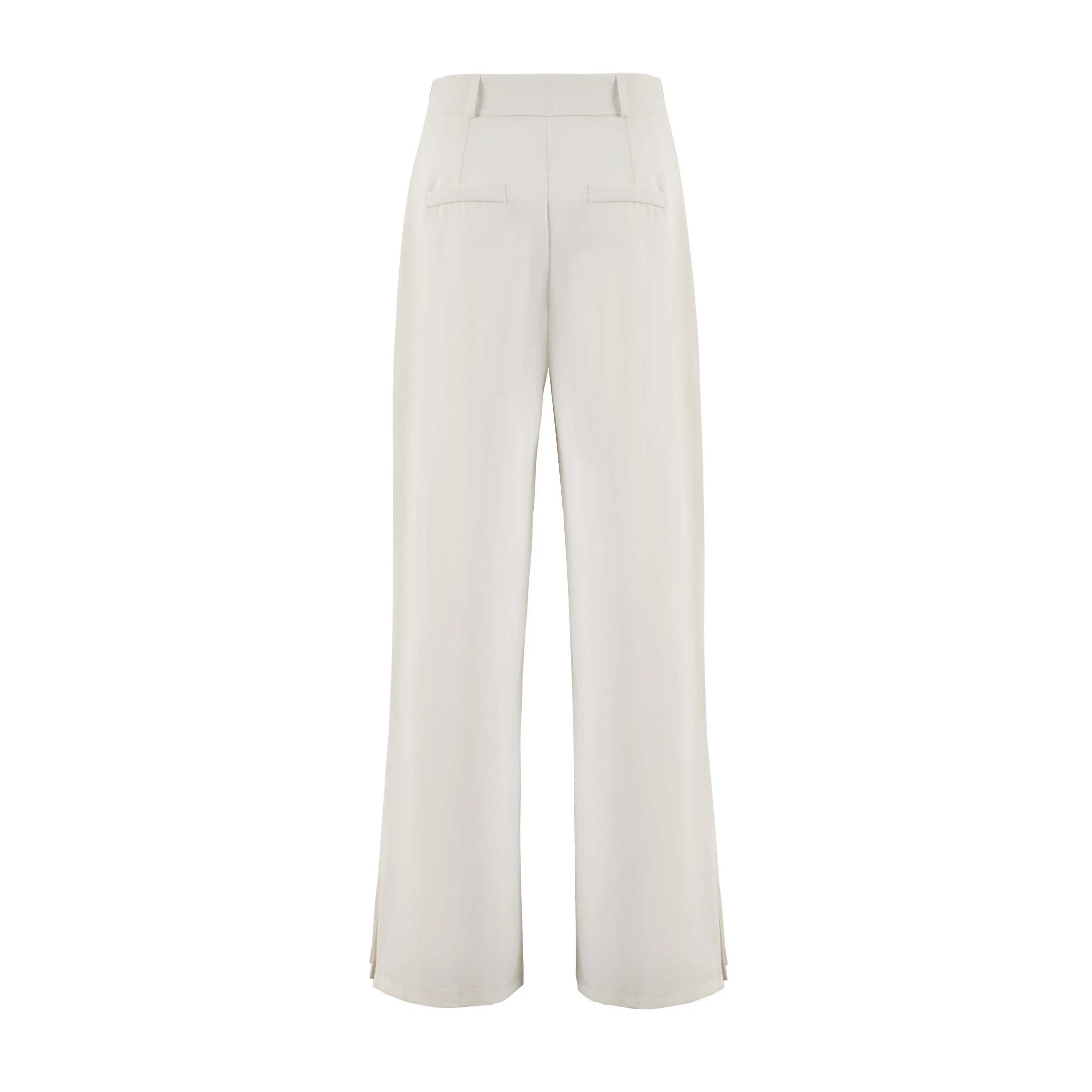 White wide leg pleated trousers