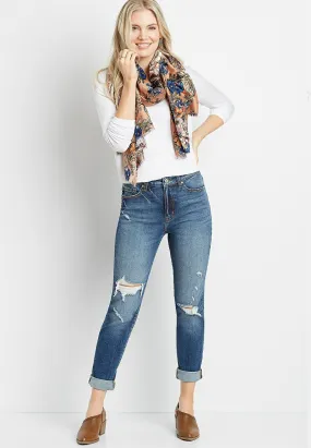 Women Maurices Jeans | Kancan Super High Rise Dark Destructed Mom Jean