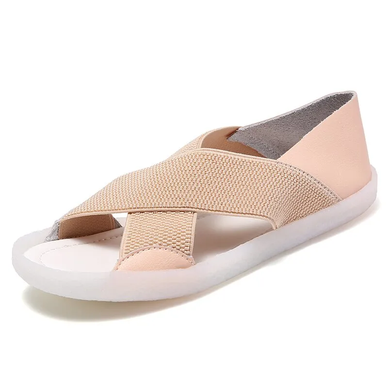 Women's Pink Summer Elastic Stretchy Breathable Slip-On Sandals