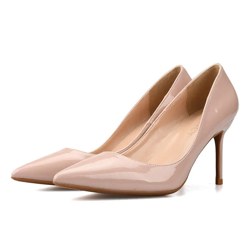 Women's Synthetic Leather Pointed Toe Slip-On High Heel Pumps