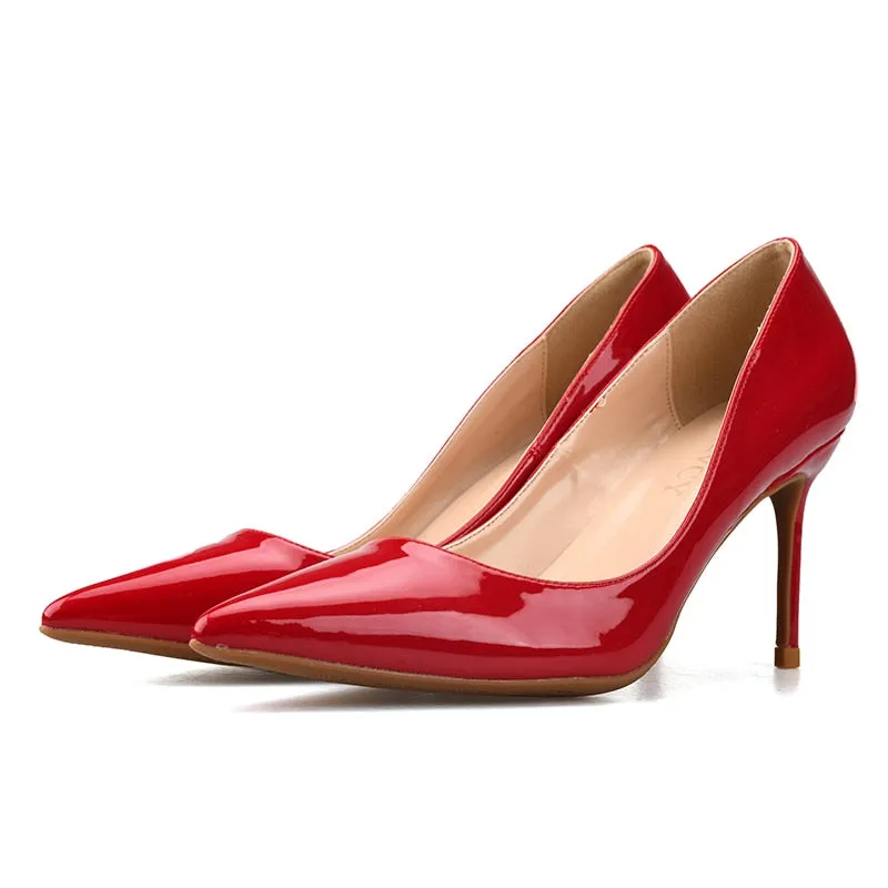 Women's Synthetic Leather Pointed Toe Slip-On High Heel Pumps