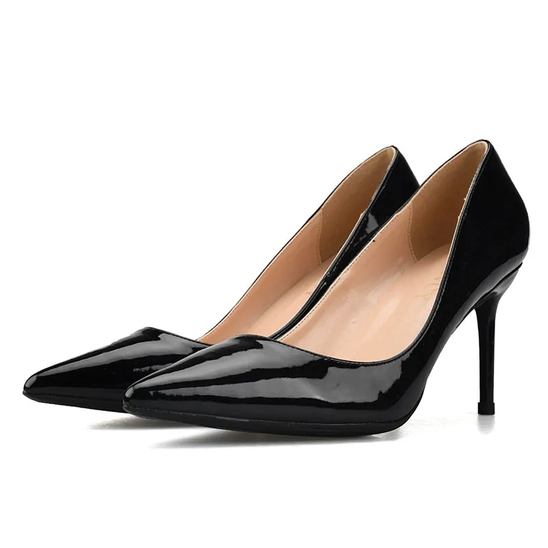 Women's Synthetic Leather Pointed Toe Slip-On High Heel Pumps