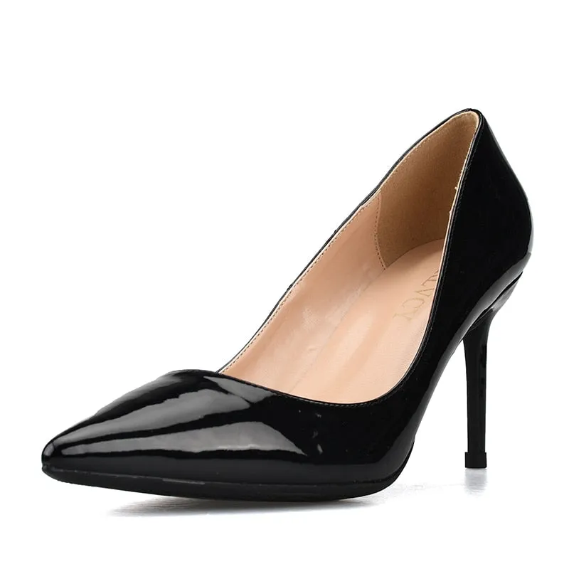 Women's Synthetic Leather Pointed Toe Slip-On High Heel Pumps